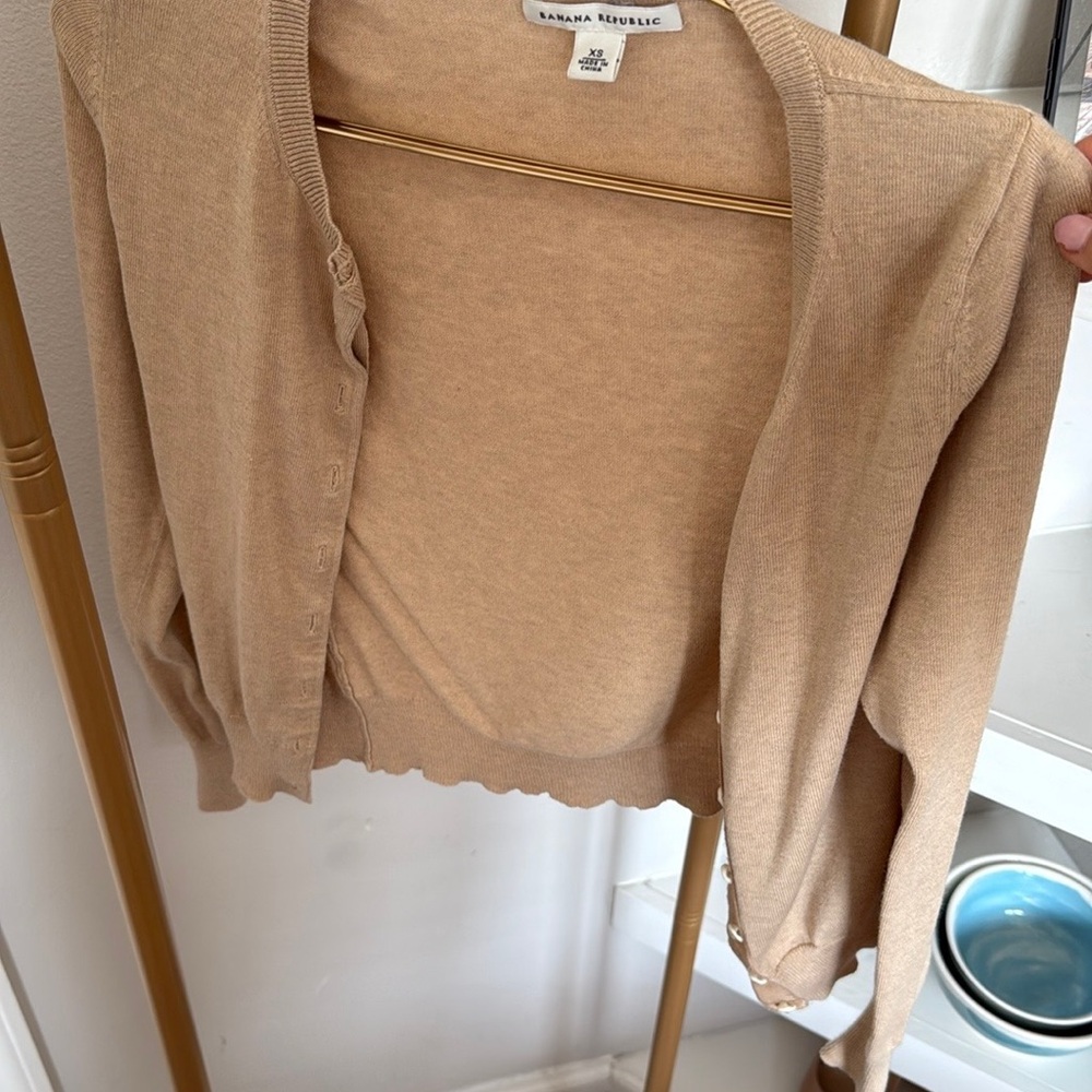 Banana Republic Tan Cardigan Sweater Classic Open Front